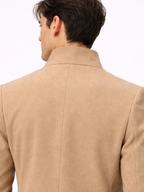 Men's tailored wool blend trench coat – Khaki detail view – Edward & Lawsen