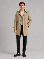 Men's cotton single-breasted trench coat – Khaki full view – Edward & Lawsen