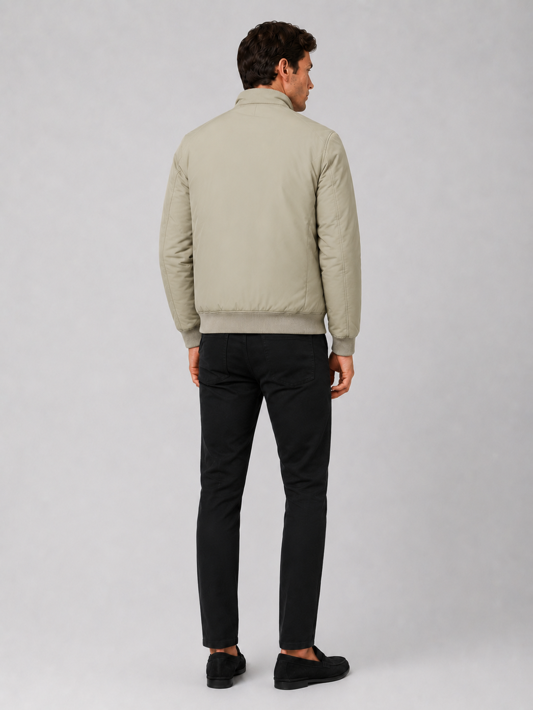 Men's winter jacket – Khaki back view – Edward & Lawsen