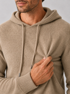 Men's wool hoodie sweater – Khaki detail view – Edward & Lawsen