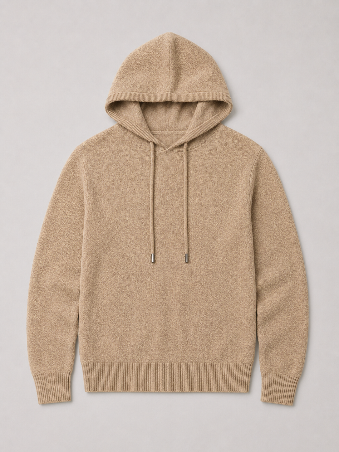 Men's wool hoodie sweater – Khaki product view – Edward & Lawsen