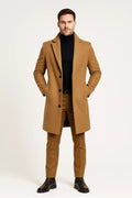 Men's long winter coat with classic lapel collar – Camel – Edward Lawson
