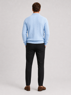 Men's quarter-zip turn-down collar sweater – Light Blue back view – Edward & Lawsen