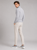Men's cable knit turtleneck sweater – Light Gray back view – Edward & Lawsen