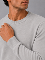 Men's crew neck knit sweater – Light Gray detail view – Edward & Lawsen