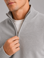 Men's half zip sweater – Light Gray detail view – Edward & Lawsen