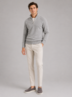 Men's half zip sweater – Light Gray full view – Edward & Lawsen