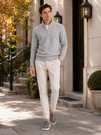 Men's half zip sweater – Light Gray lifestyle view – Edward & Lawsen
