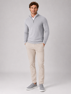 Men's quarter-zip mock neck sweater – Light Gray full view – Edward & Lawsen