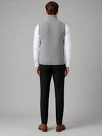 Men's full zip stand collar vest – Light Gray back view – Edward & Lawsen