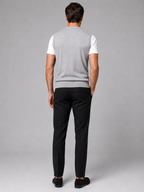 Men's sleeveless sweater vest – Light Gray back view – Edward & Lawsen