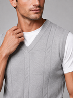 Men's sleeveless sweater vest – Light Gray detail view – Edward & Lawsen