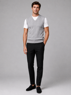Men's sleeveless sweater vest – Light Gray full view – Edward & Lawsen