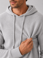 Men's wool hoodie sweater – Light Gray detail view – Edward & Lawsen
