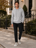 Men's wool hoodie sweater – Light Gray lifestyle view – Edward & Lawsen