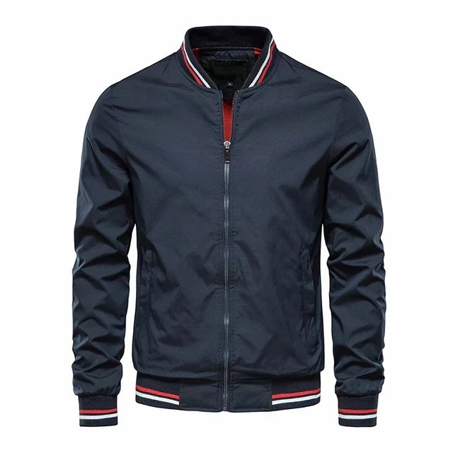 Men's ribbed-trim bomber jacket – black – Edward Lawson