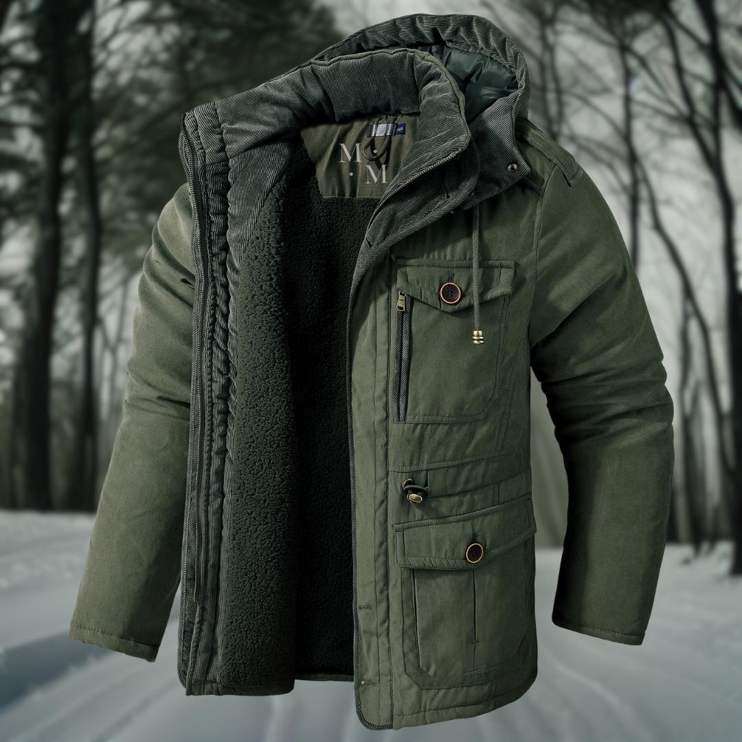 Men's hooded padded utility parka – army green – Edward Lawson