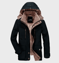 Men's fleece-lined winter jacket with detachable hood – black – Edward Lawson