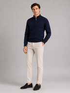 Men's wool half-zip mock neck sweater – Navy full view – Edward & Lawsen