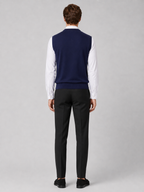 Men's argyle sweater vest – Navy back view – Edward & Lawsen