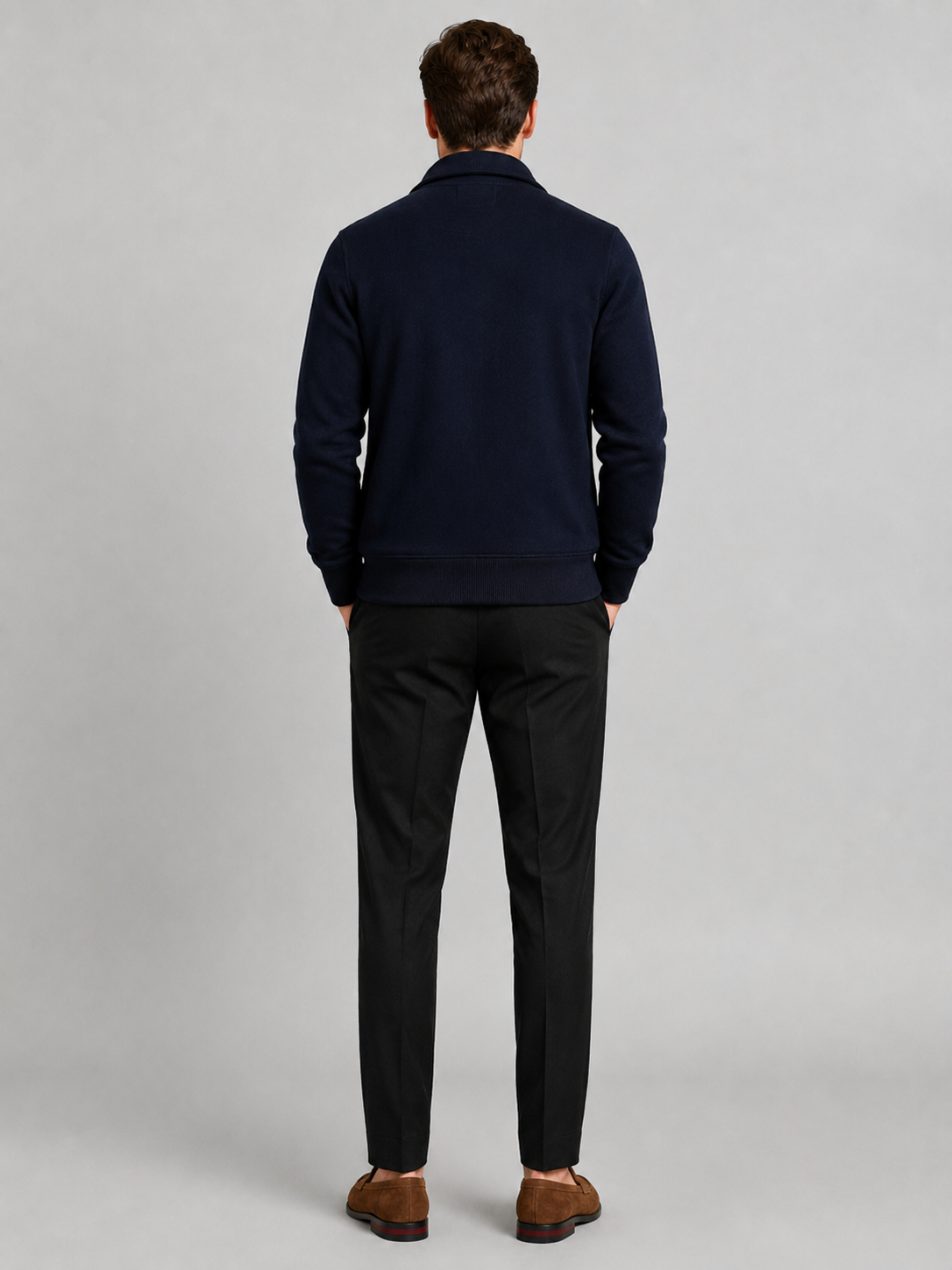 Men's chore jacket – Navy back view – Edward & Lawsen