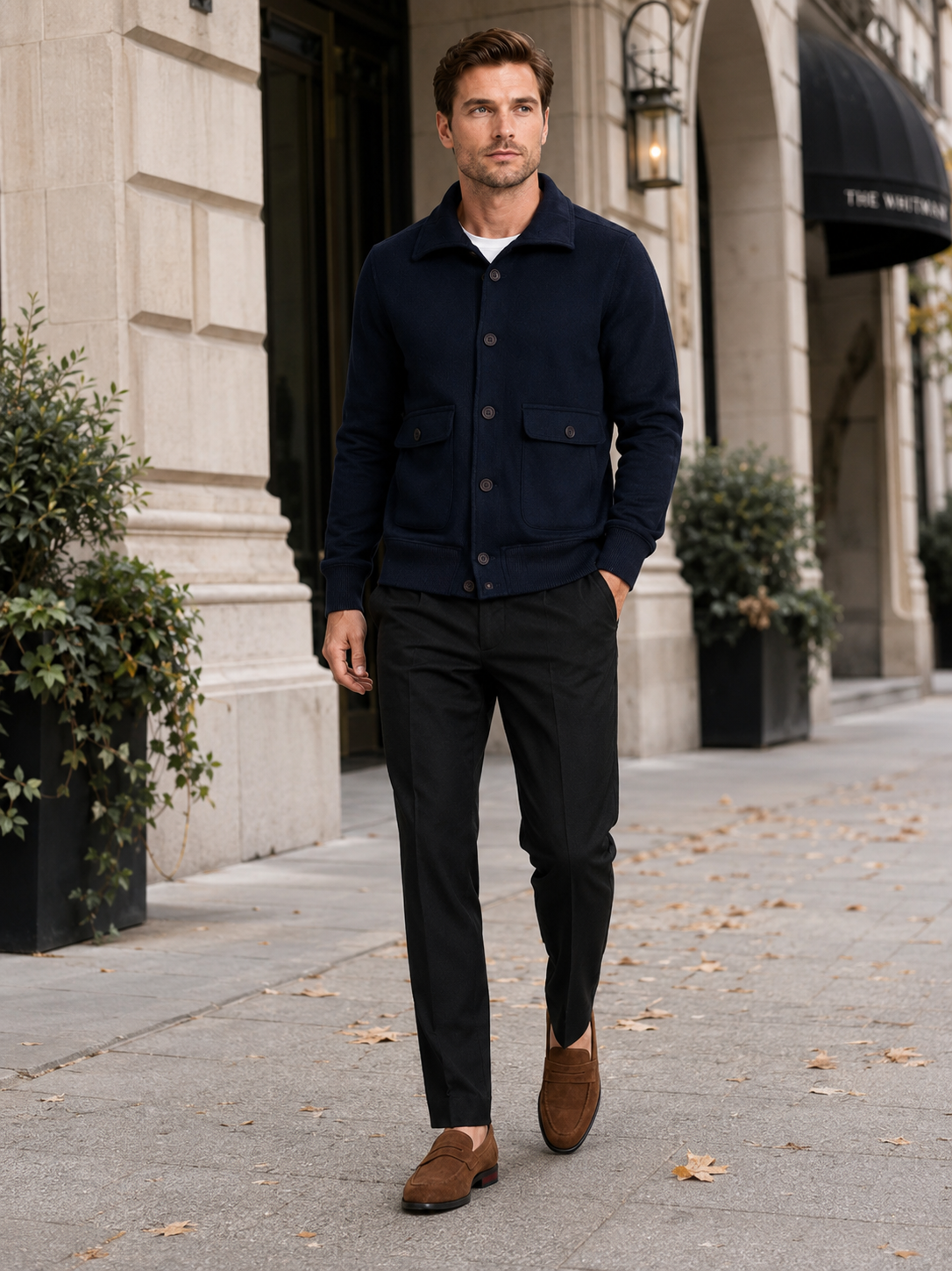 Men's chore jacket – Navy lifestyle view – Edward & Lawsen
