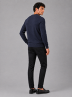 Men's crew neck knit sweater – Navy back view – Edward & Lawsen