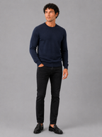 Men's crew neck knit sweater – Navy full view – Edward & Lawsen
