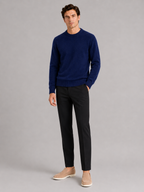 Men's wool crewneck sweater – Navy full view – Edward & Lawsen