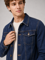 Men's denim jacket – Navy detail view – Edward & Lawsen