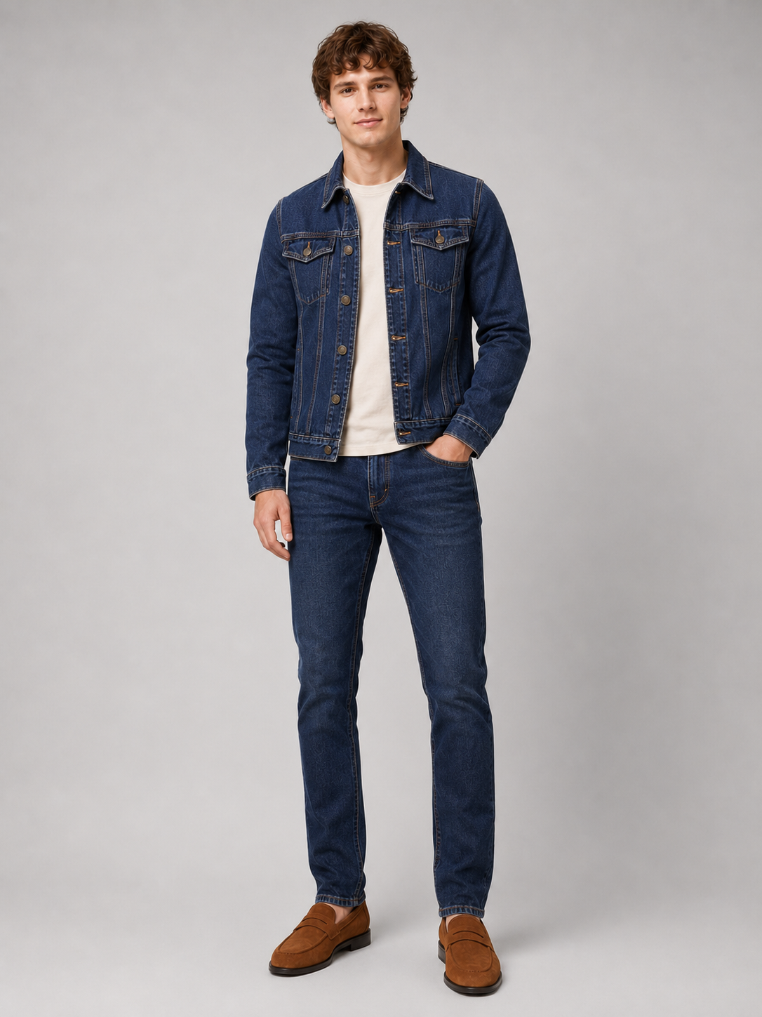 Men's denim jacket – Navy full view – Edward & Lawsen