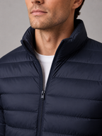 Men's puffer jacket – Navy detail view – Edward & Lawsen