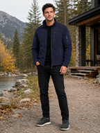 Men's fleece jacket – Navy lifestyle view – Edward & Lawsen