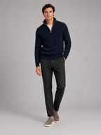 Men's half zip sweater – Navy full view – Edward & Lawsen