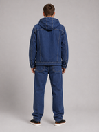 Men's hooded denim jacket – Navy back view – Edward & Lawsen