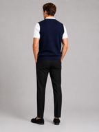 Men's knit sweater vest – Navy back view – Edward & Lawsen