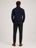 Men's jacquard quarter-zip sweater – Navy back view – Edward & Lawsen