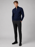 Men's quarter zip mock neck sweater – Navy full view – Edward & Lawsen