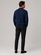Men's quarter zip polo sweater – Navy back view – Edward & Lawsen