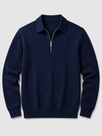 Men's quarter zip polo sweater – Navy product view – Edward & Lawsen