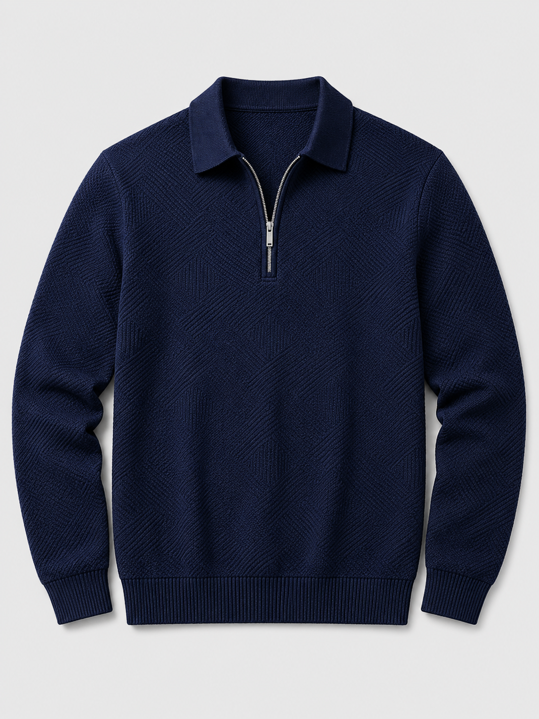 Men's quarter zip polo sweater – Navy product view – Edward & Lawsen