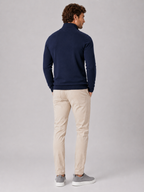 Men's quarter-zip mock neck sweater – Navy back view – Edward & Lawsen