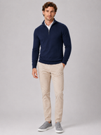 Men's quarter-zip mock neck sweater – Navy full view – Edward & Lawsen