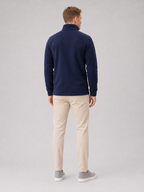 Men's fleece quarter-zip sweater – Navy back view – Edward & Lawsen