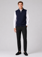 Men's full zip mock neck vest – Navy full view – Edward & Lawsen