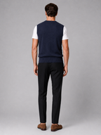 Men's sleeveless sweater vest – Navy back view – Edward & Lawsen