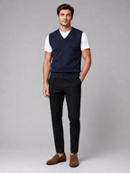Men's sleeveless sweater vest – Navy full view – Edward & Lawsen