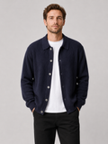 Men's open front cardigan – Navy front view – Edward & Lawsen