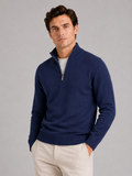 Men's half zip sweater – Navy front view – Edward & Lawsen