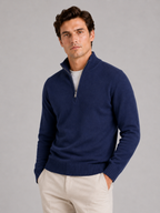 Men's half zip sweater – Navy front view – Edward & Lawsen